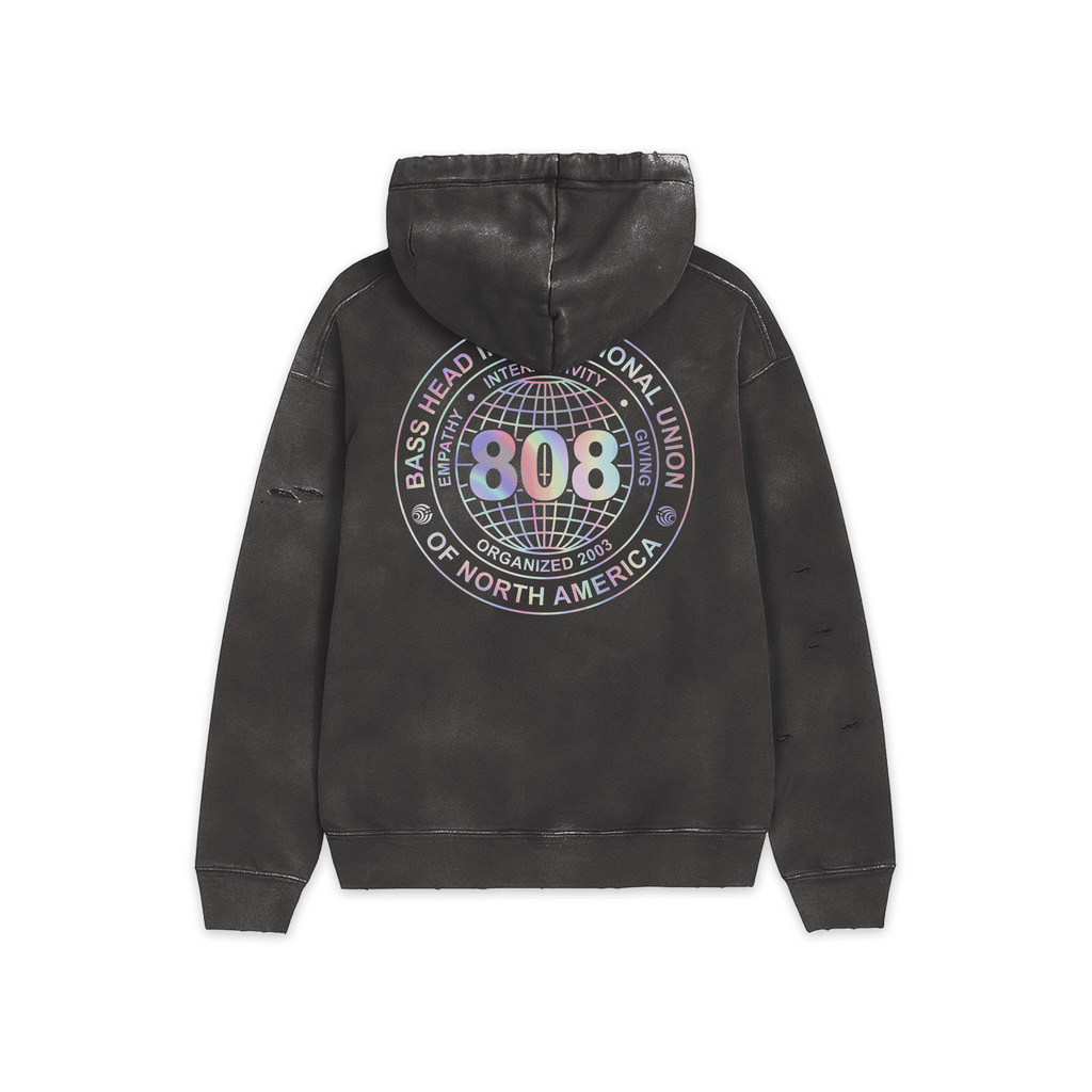 Local 808 | Heavyweight Hand-Frayed Vintage Washed Hoodie | Black
