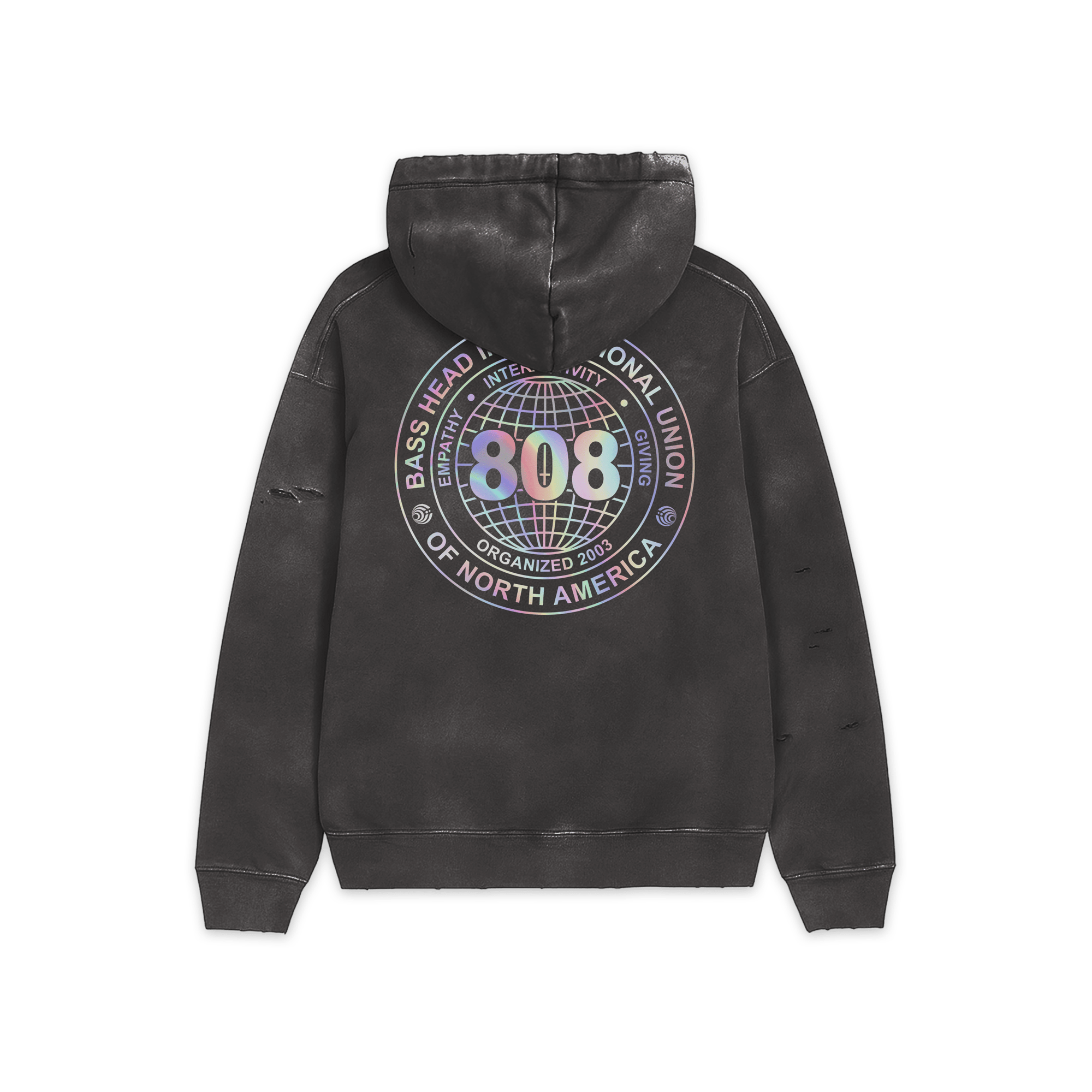 Local 808 | Heavyweight Hand-Frayed Vintage Washed Hoodie | Black