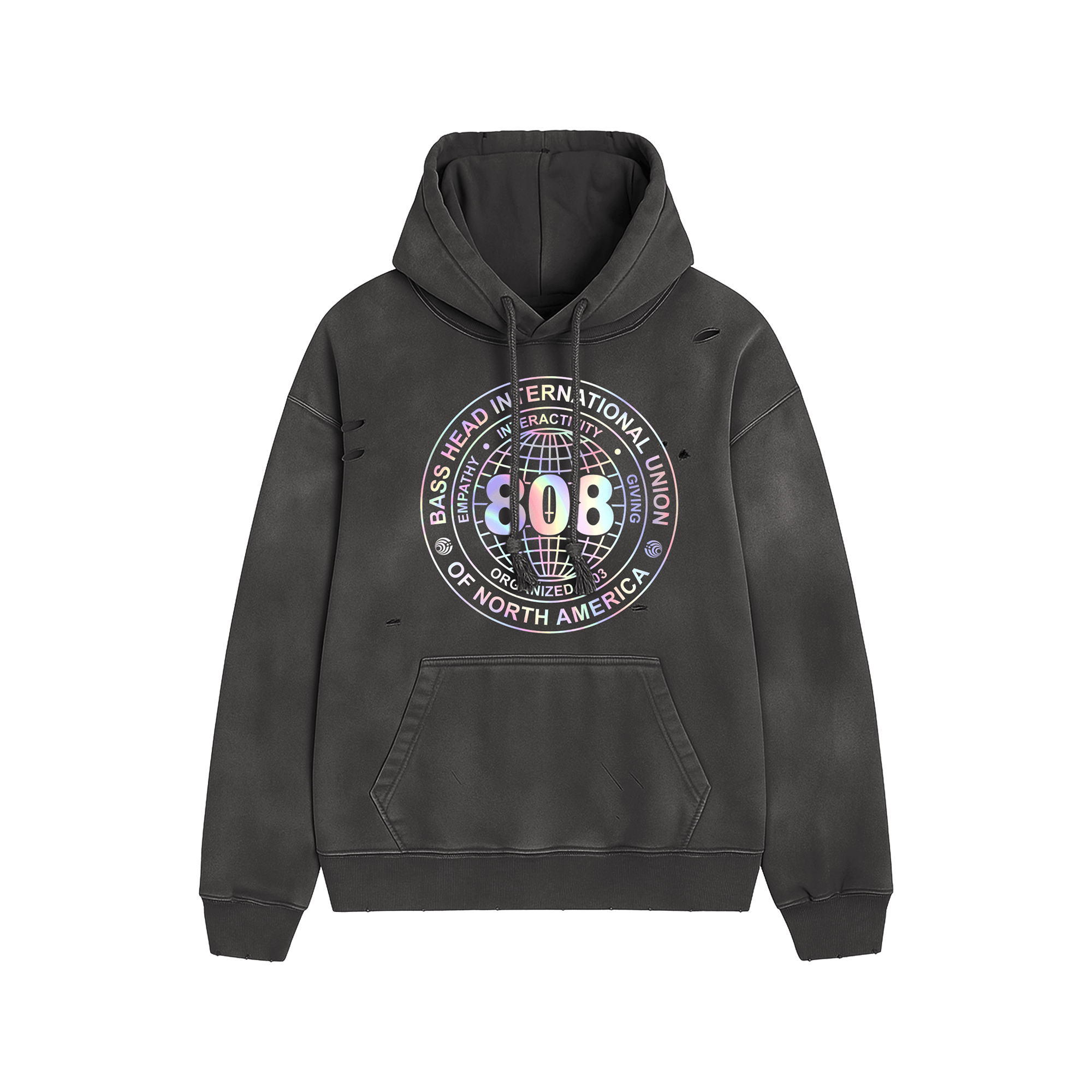 Local 808 | Heavyweight Hand-Frayed Vintage Washed Hoodie | Black