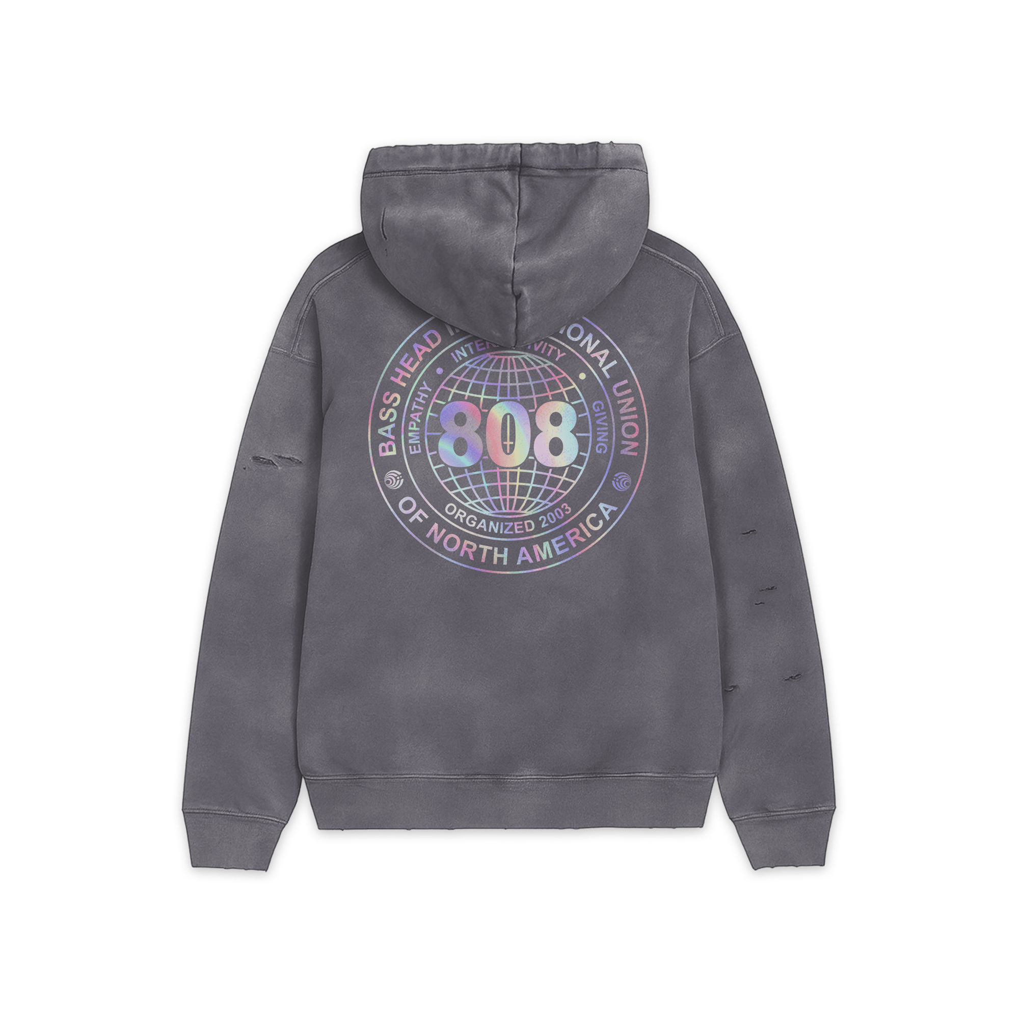 Local 808 | Heavyweight Hand-Frayed Vintage Washed Hoodie | Dark Grey