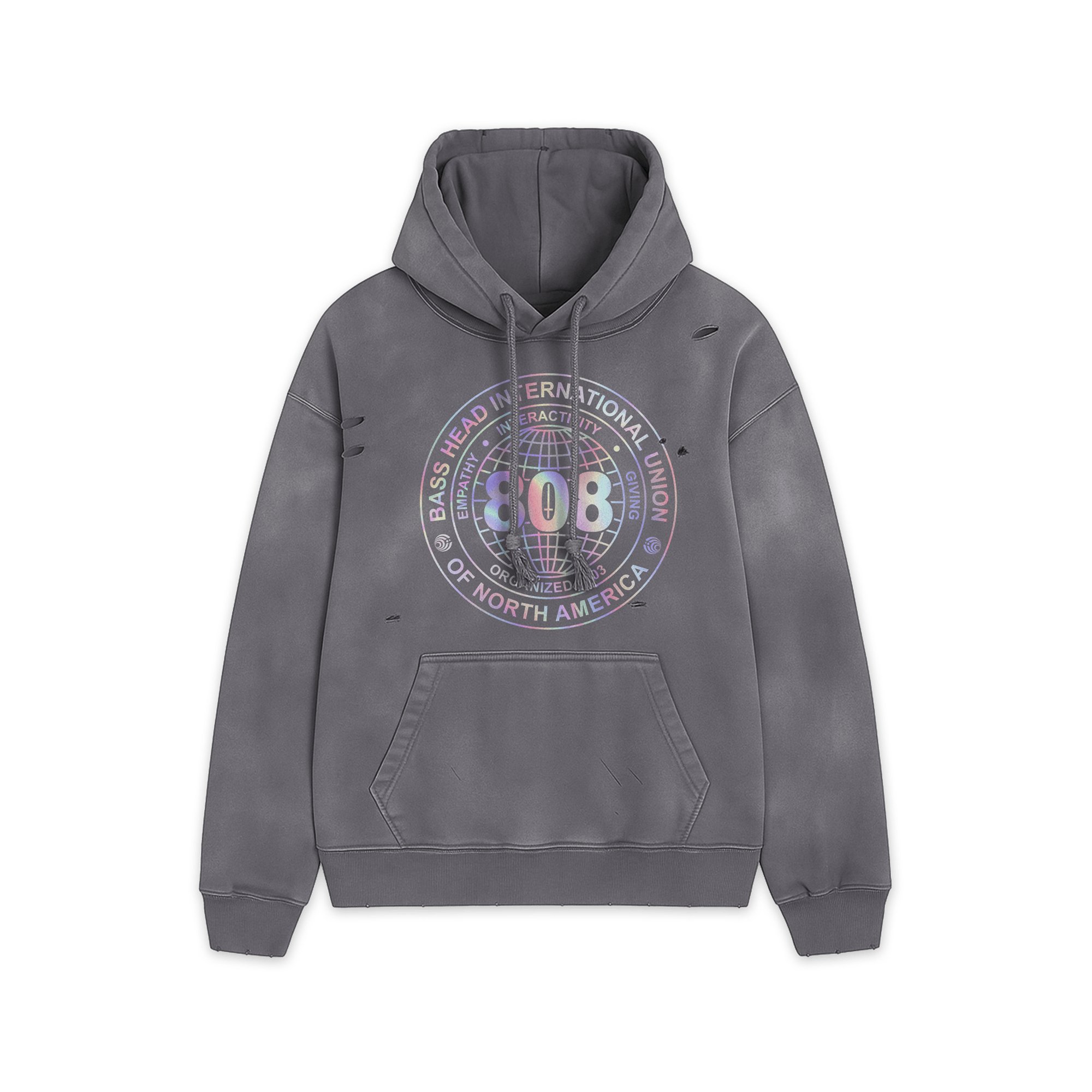 Local 808 | Heavyweight Hand-Frayed Vintage Washed Hoodie | Dark Grey