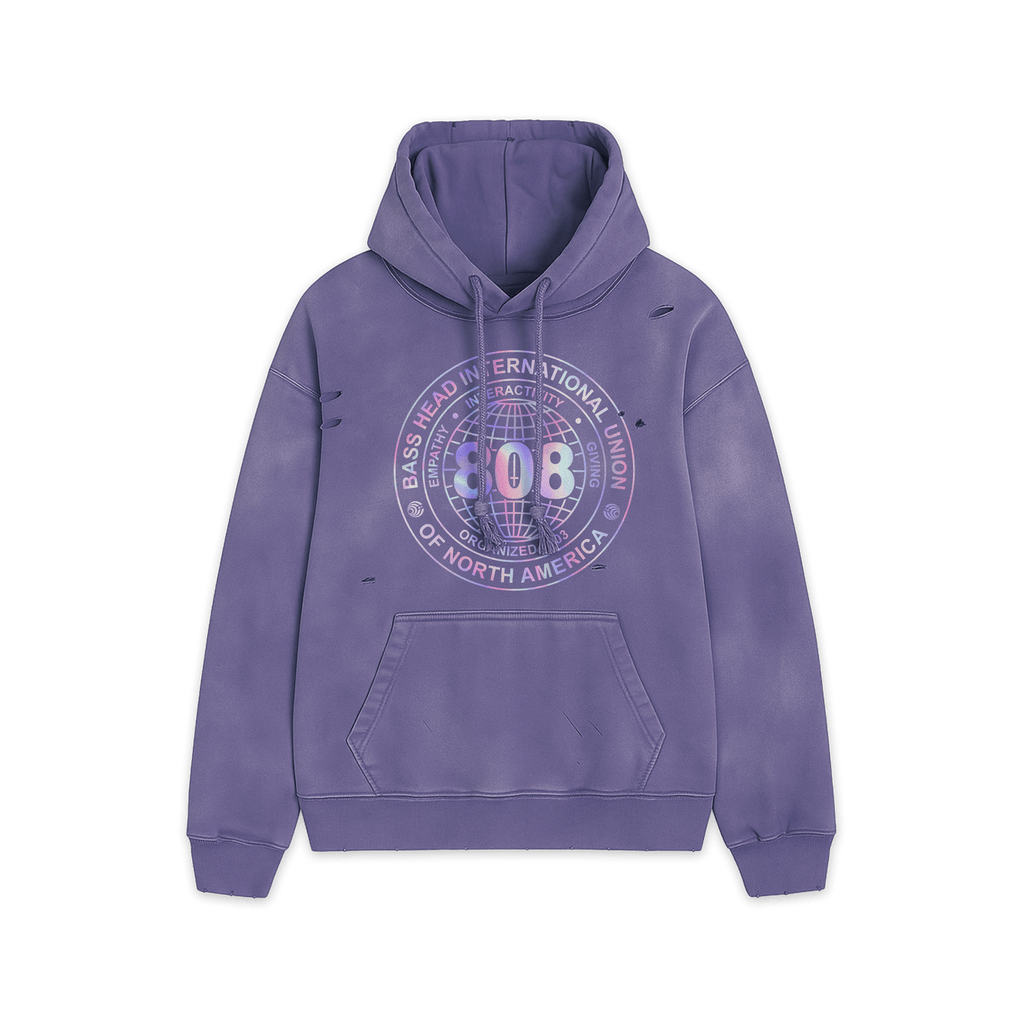 Local 808 | Heavyweight Hand-Frayed Vintage Washed Hoodie | Purple