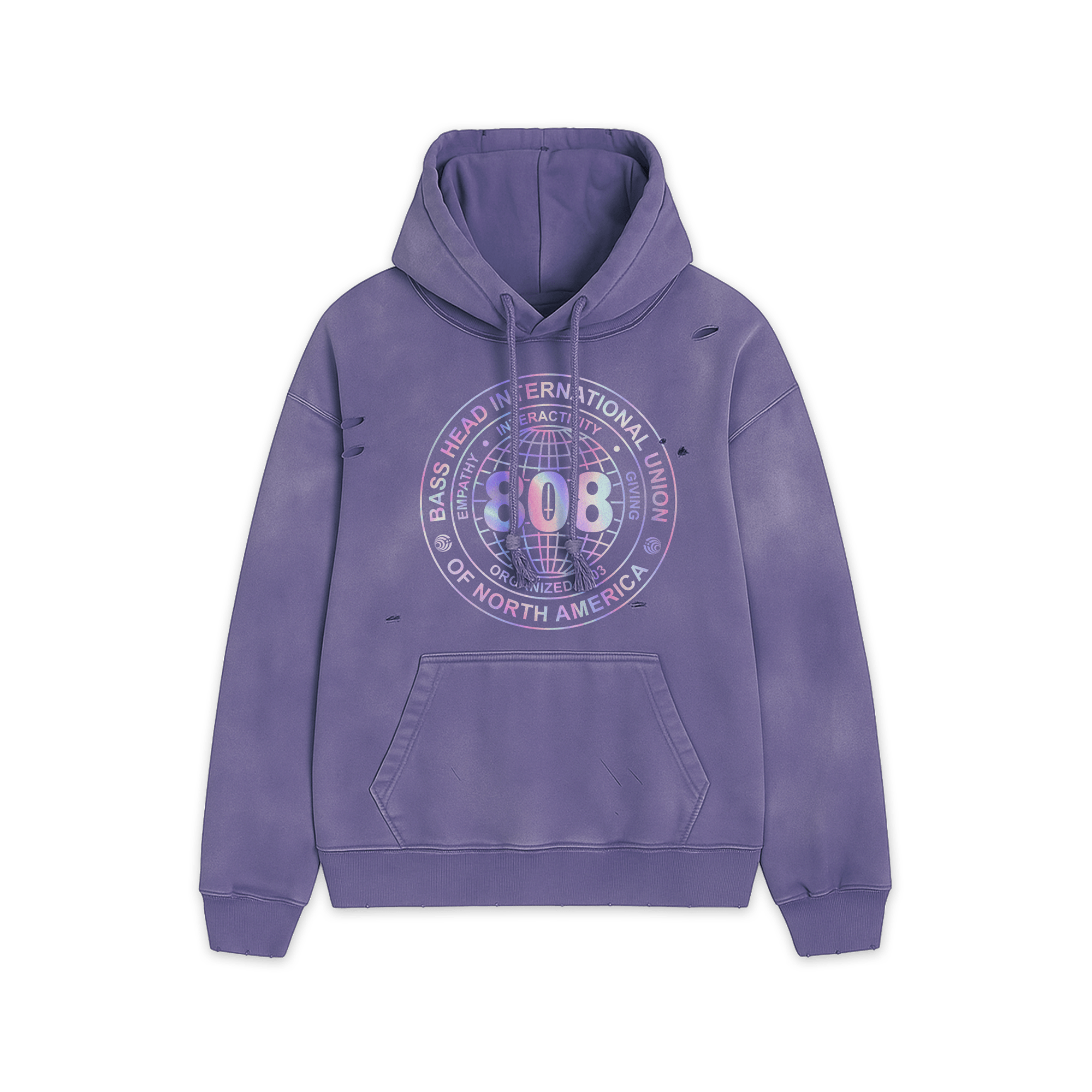 Local 808 | Heavyweight Hand-Frayed Vintage Washed Hoodie | Purple