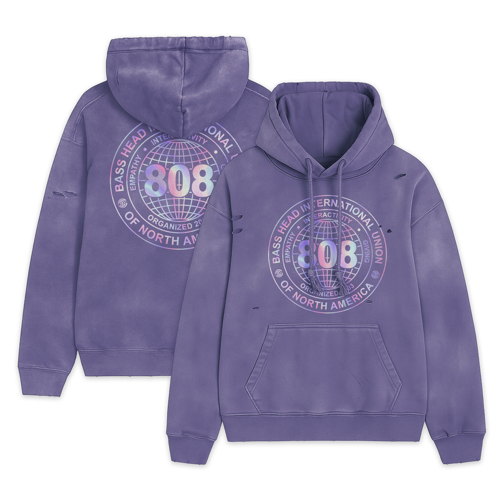 Local 808 | Heavyweight Hand-Frayed Vintage Washed Hoodie | Purple