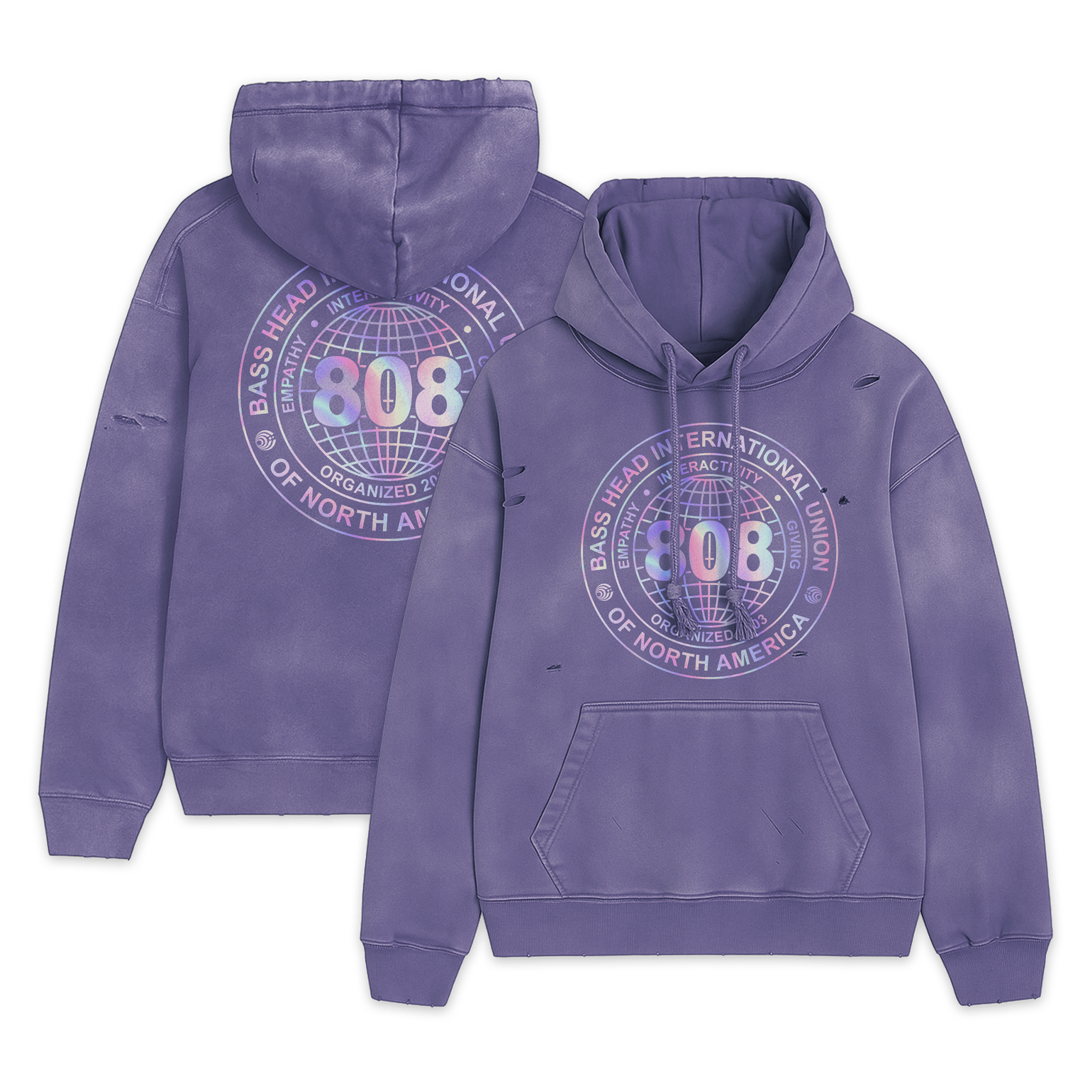 Local 808 | Heavyweight Hand-Frayed Vintage Washed Hoodie | Purple